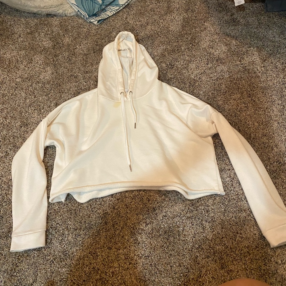 CREAM ARDENE CROP HOODIE